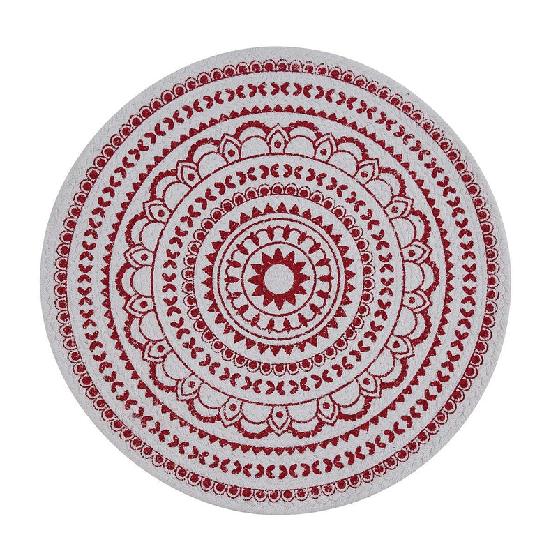 Red Medallion Round Printed Place Mat - Shelburne Country Store