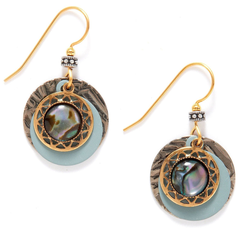 Layered Round Abalone Drop Earrings - Shelburne Country Store