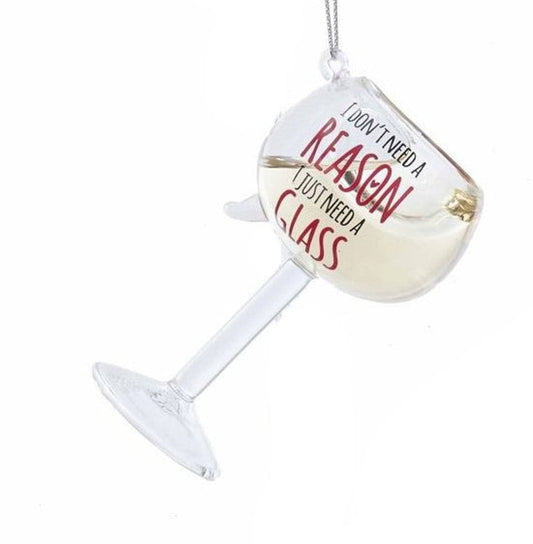 Glass Wine Glass Ornament -  It's Time To Wine Down - Shelburne Country Store