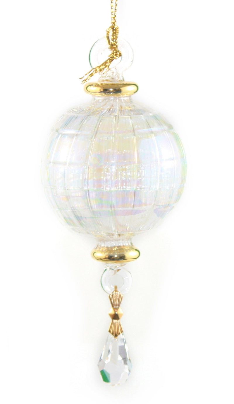 Clear Crystal Mini Ornaments with Gold Etching -  Bulb - Shelburne Country Store