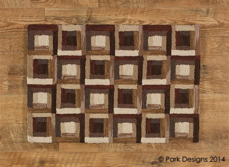 Log Cabin Hooked Rug - Shelburne Country Store