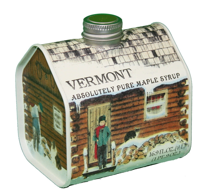Maple Syrup Cabin Tin - Grade A Amber 16.9 Ounce - Shelburne Country Store