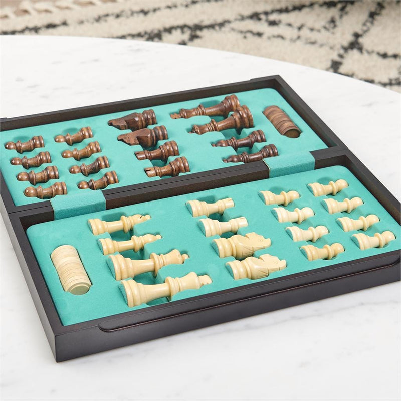 Deluxe Folding Wood Chess and Checkers Set - Shelburne Country Store