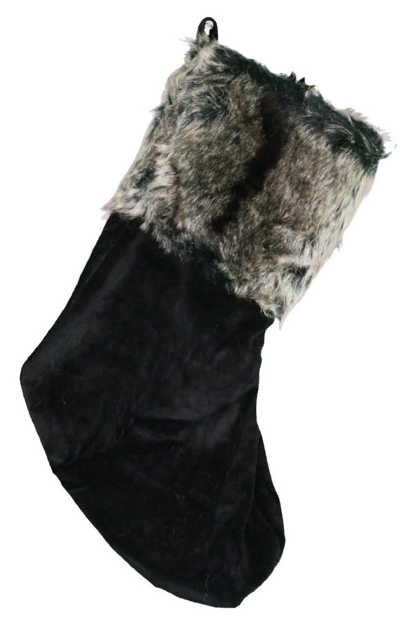 Abbott Collection Madison Velvet And Faux Fur Stocking - - Shelburne Country Store