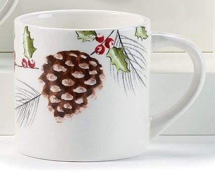 Winter Ceramic Mug - Holly-Pinecone - Shelburne Country Store
