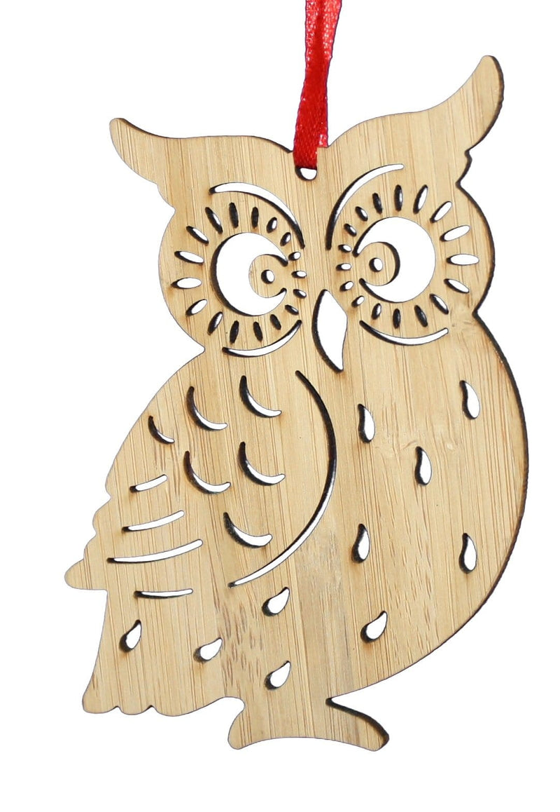 4 Inch Woodland Bamboo Ornament - Owl - Shelburne Country Store