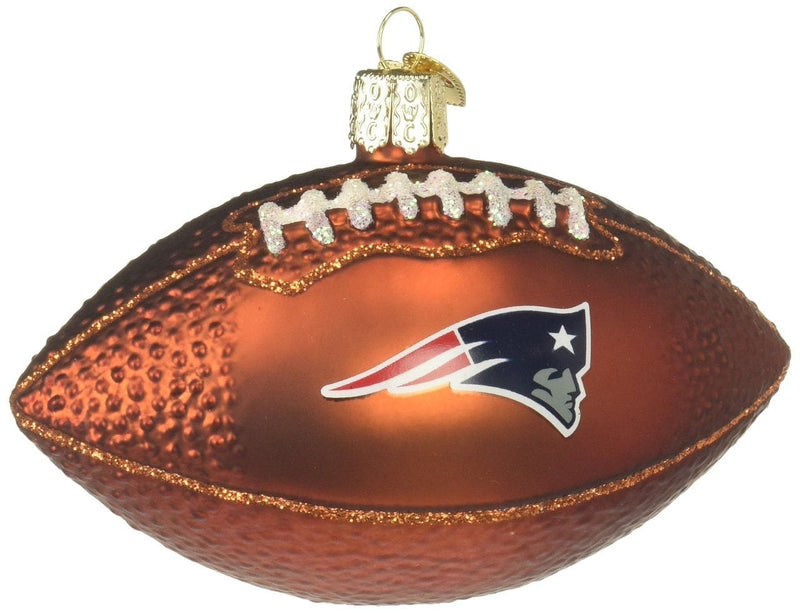 Old World Christmas  Glass NFL Football - Patriots - Shelburne Country Store