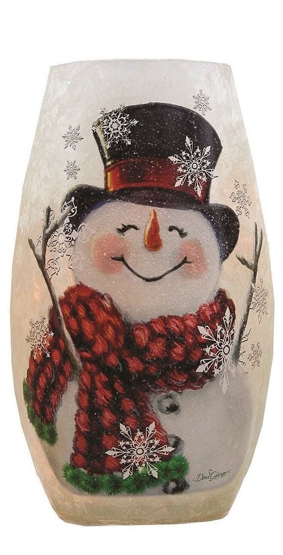 Lighted Glass Vase - Victorian Snowman - - Shelburne Country Store