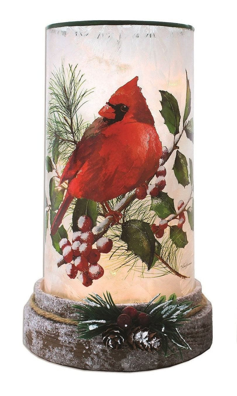 Lighted Hurricane - Cardinal with Holly - - Shelburne Country Store