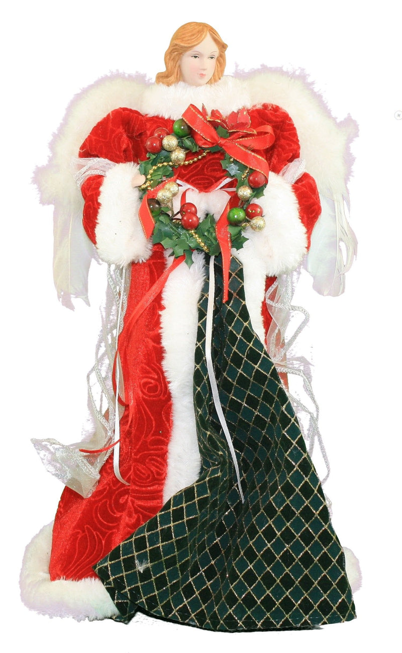 Embossed Red Velvet Christmas Angel - 16" - Shelburne Country Store