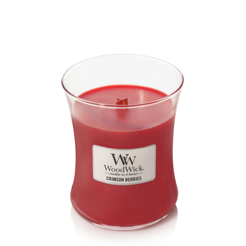 Woodwick Crackling  Medium Candle ‑ Crimson Berries   Scented Jar Candle - Shelburne Country Store