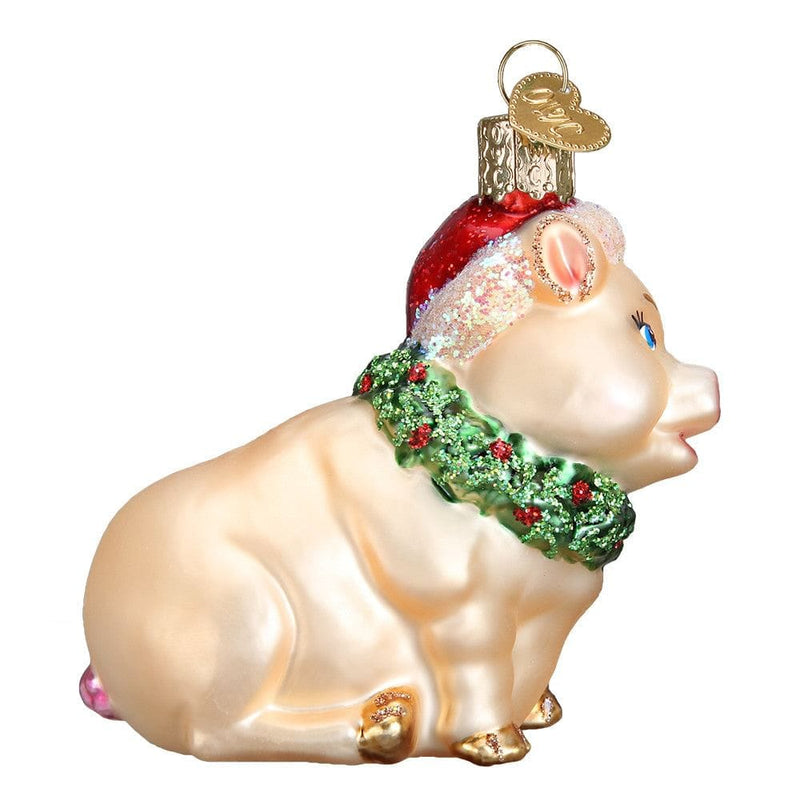 Holly Pig Glass Ornament - Shelburne Country Store