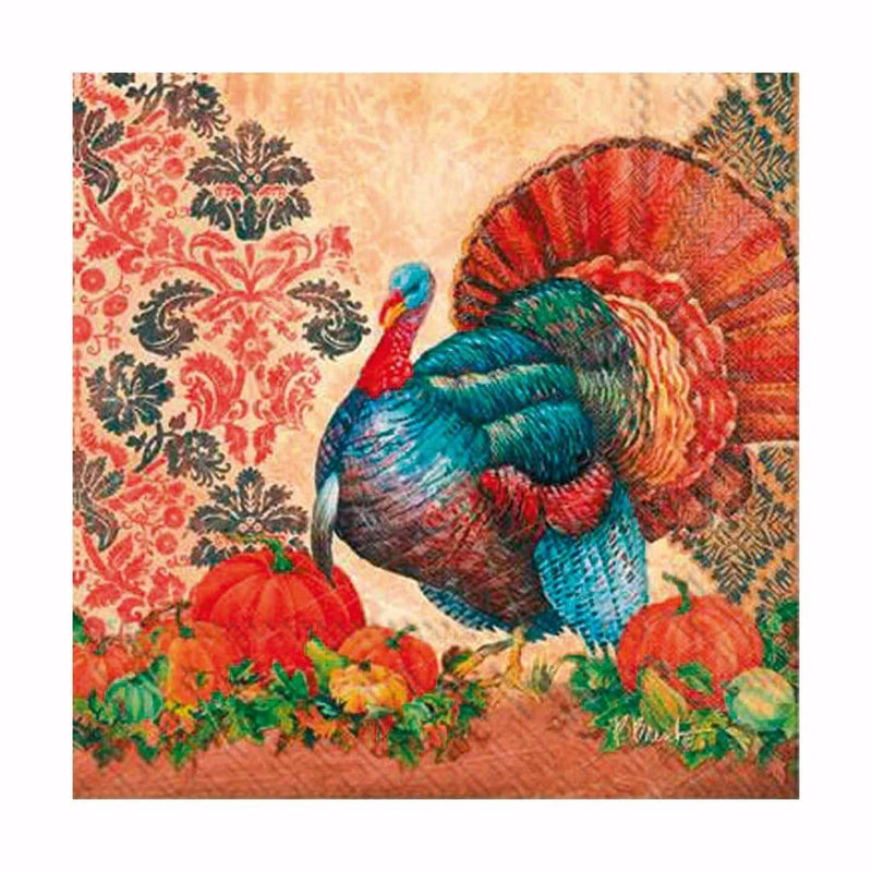 Ideal Home Range 20 Count 3-Ply Paper Cocktail Napkins, Damask Turkey - Shelburne Country Store