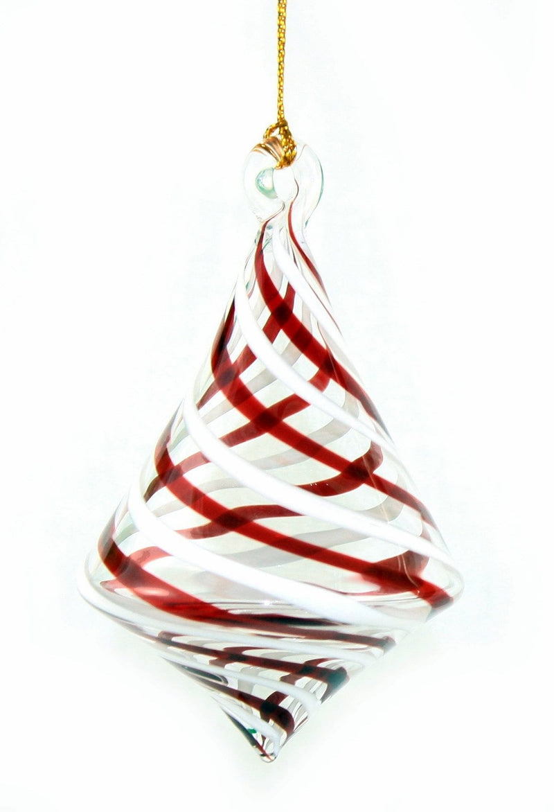 Peppermint Stretched Diamond Glass Ornament - Shelburne Country Store