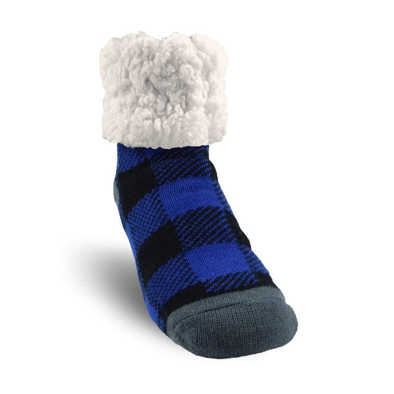 Extra Fuzzy Slipper Socks - Lumberjack - Blue - Shelburne Country Store