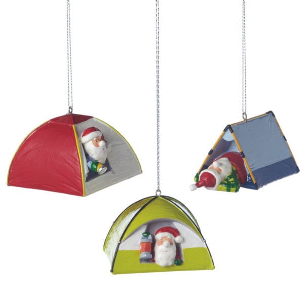 Santa In Tent Ornament - Blue - Shelburne Country Store