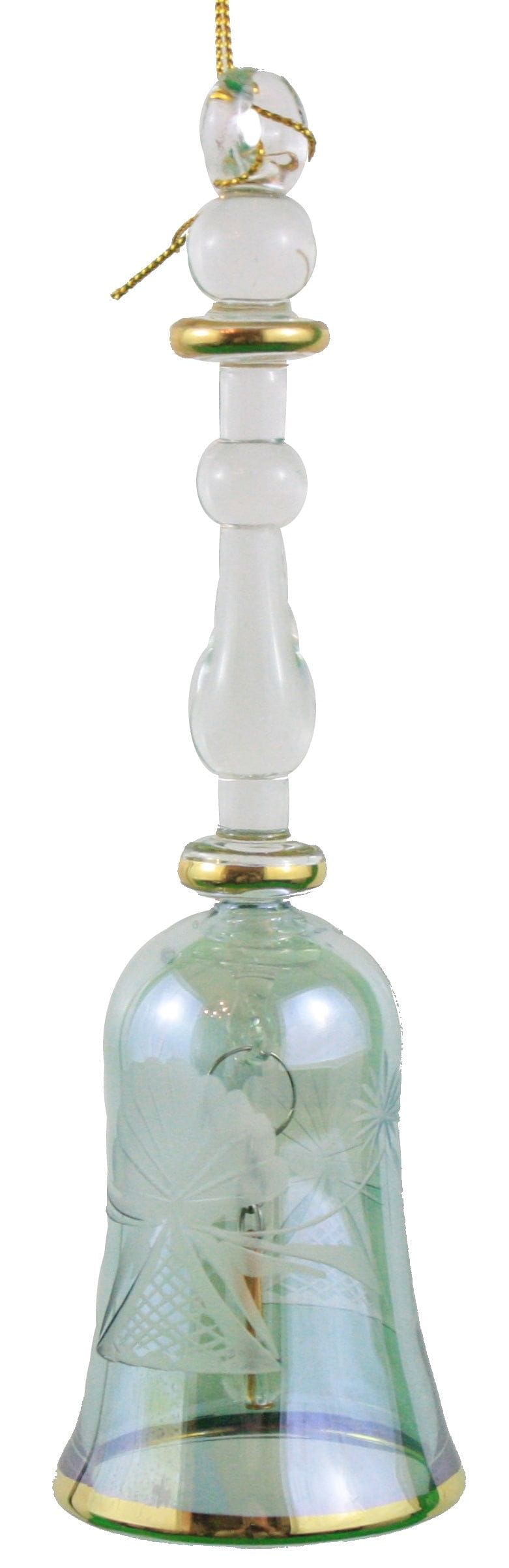 Clear Crystal Bell with Gold Accent Ornament -  Christmas Red - Shelburne Country Store