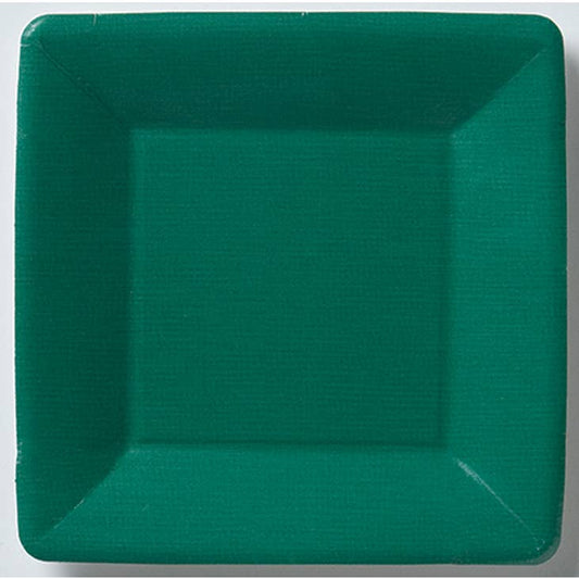 Classic Linen Dark Green Square Paper Dessert Plate - 8 Pack - Shelburne Country Store