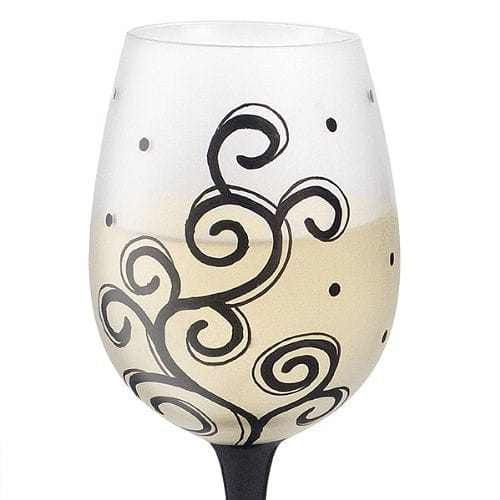 Black Frosted Swirl Hand Painted Wine Glass - 16 oz - Shelburne Country Store