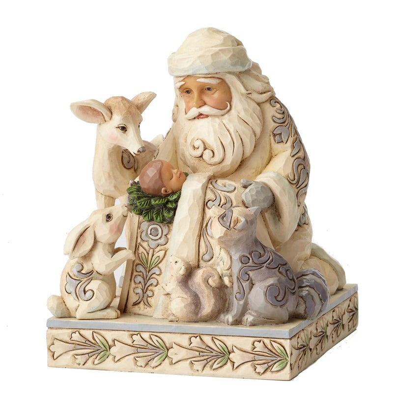 White Woodland Santa with Baby Jesus - Shelburne Country Store