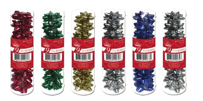 9 Tiny Metallic Bows In A Tube - - Shelburne Country Store