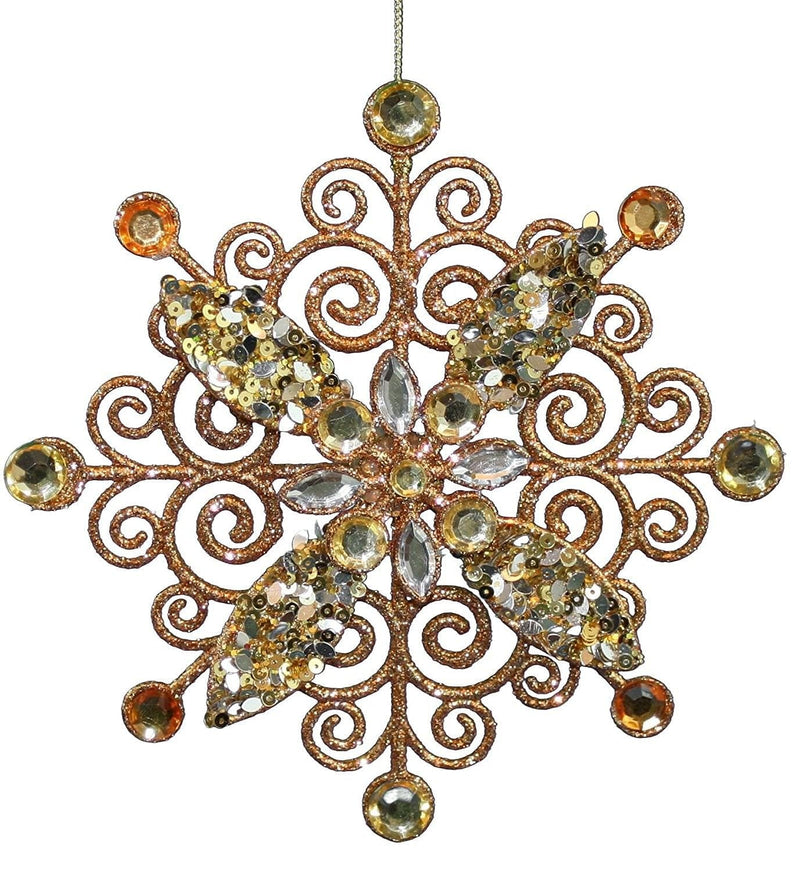 5.75 Inch Copper Snowflake With Bead - Copper - Shelburne Country Store
