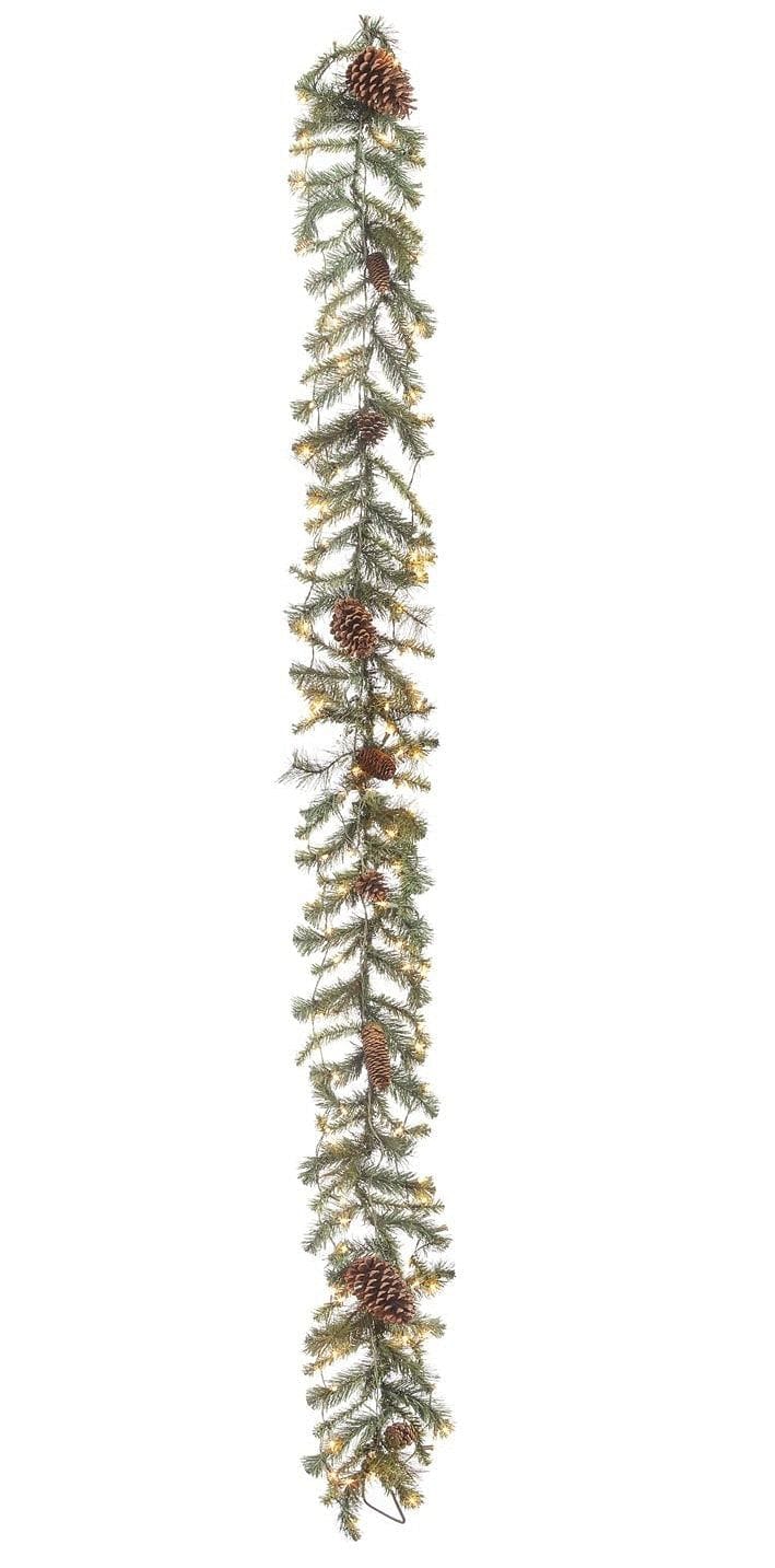 Pine Garland With Lights: 8 inches x 9 feet - Shelburne Country Store