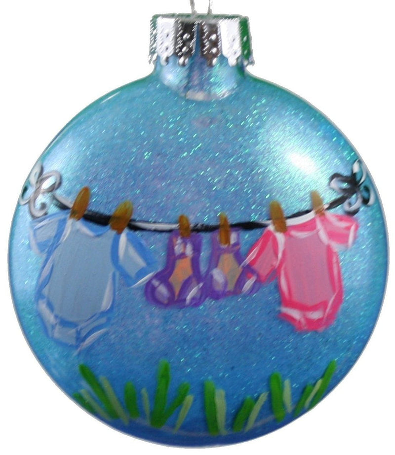 Hand Painted Glass Baby Clothesline Ornament - Shelburne Country Store