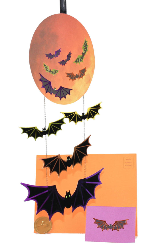 Moon And Bats Hanging Halloween Card - Shelburne Country Store
