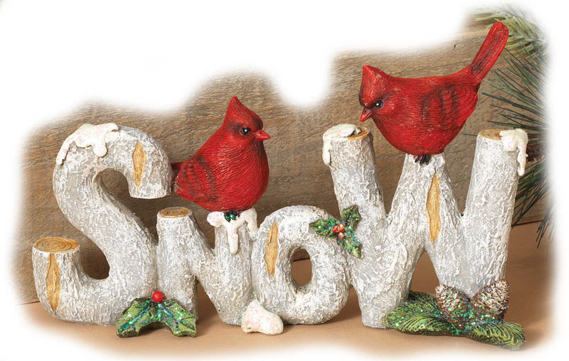 9.5 Inch Resin Birch Sign with Cardinals - - Shelburne Country Store