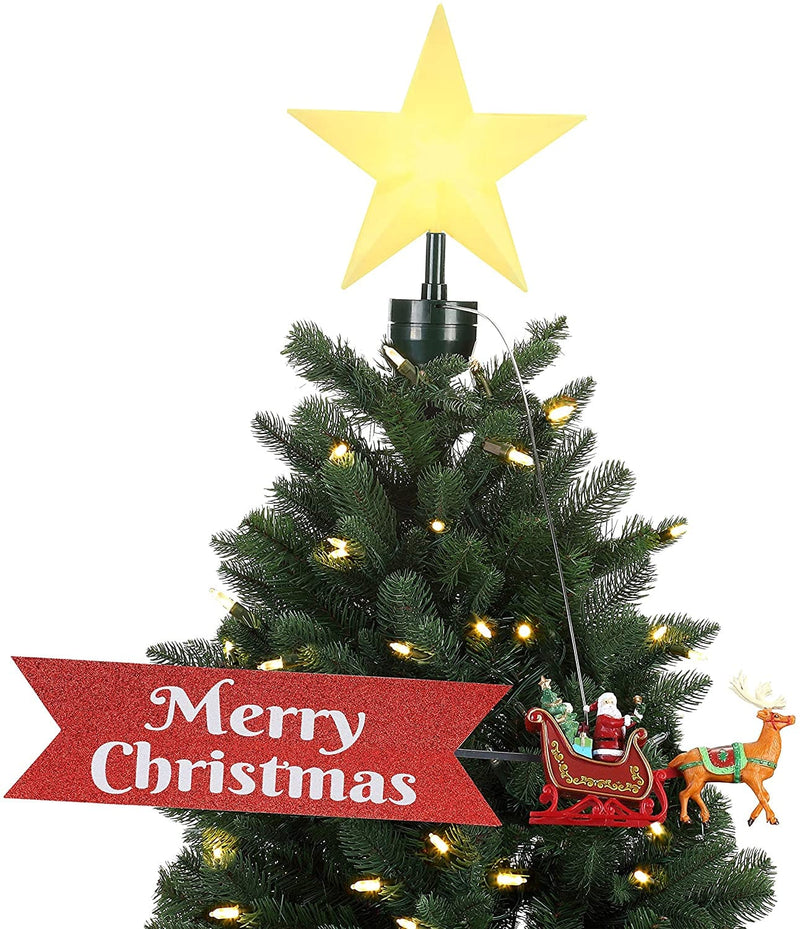 Animated Tree Topper - Santa's Sleigh with Banner - Shelburne Country Store