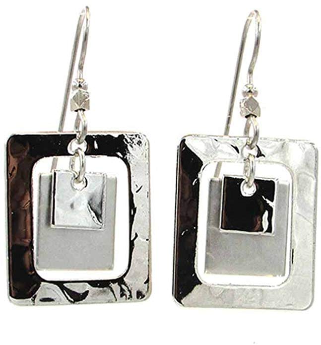 Hammered Squares In Square  Earring - Shelburne Country Store