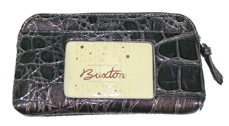 Buxton Top Zipper Croco Pouch - Black - Shelburne Country Store