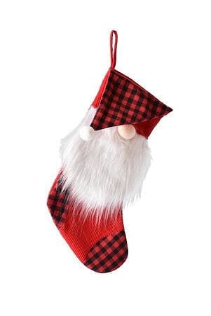 Buffalo Check Gnome Christmas Stocking - Red - Shelburne Country Store