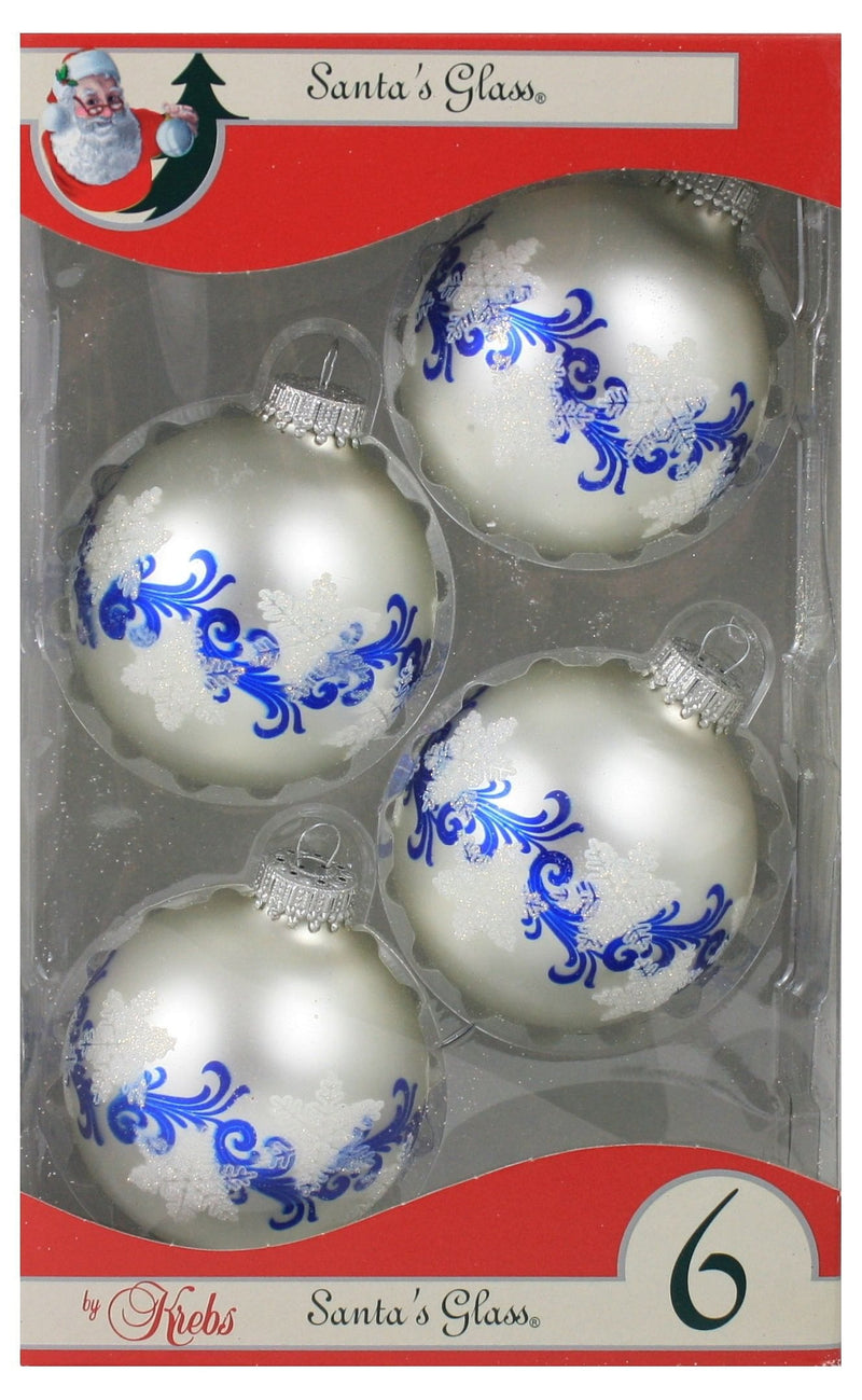 Krebs Value Glass Ball 4 pack - Frosted Blue Garland - Shelburne Country Store