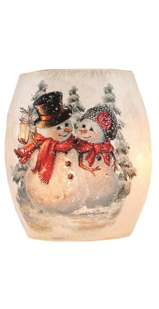 Lighted Glass Jar - Victorian Snowman - - Shelburne Country Store