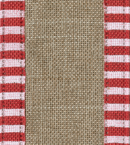 Beige Linen Striped Border - 6 Yards Wired - Shelburne Country Store