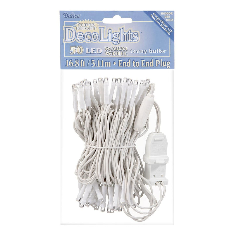 50 Warm White LED Rice Lights on White Cord - Shelburne Country Store