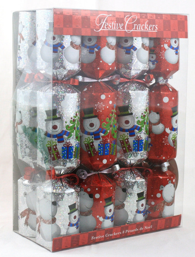 10 inch Holographic Snowmen Crackers - 8 Count - Shelburne Country Store