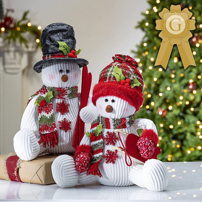 12 inch Sitting Snow Couple - Shelburne Country Store
