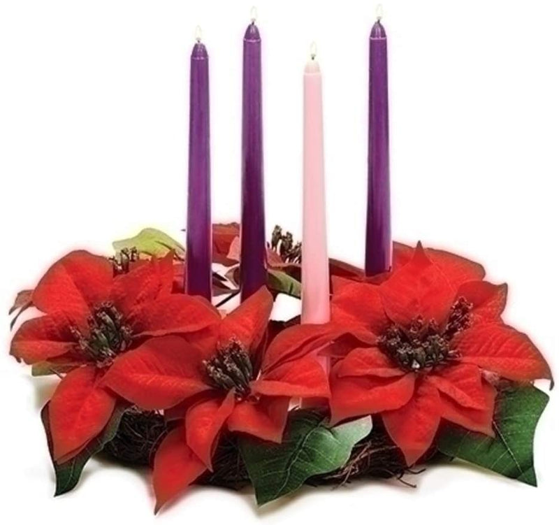 14 Inch Advent Wreath Poinsettia Candle Holder - Shelburne Country Store