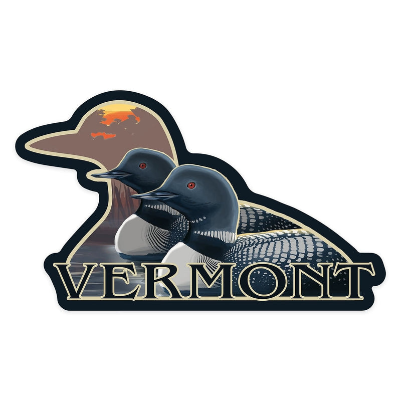 Vinyl Sticker Vermont, Loons at Sunset - Shelburne Country Store