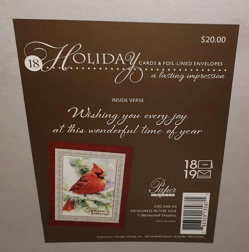 Holiday Luxury Favorites 18 Card Box - Christmas Cardinal - Shelburne Country Store