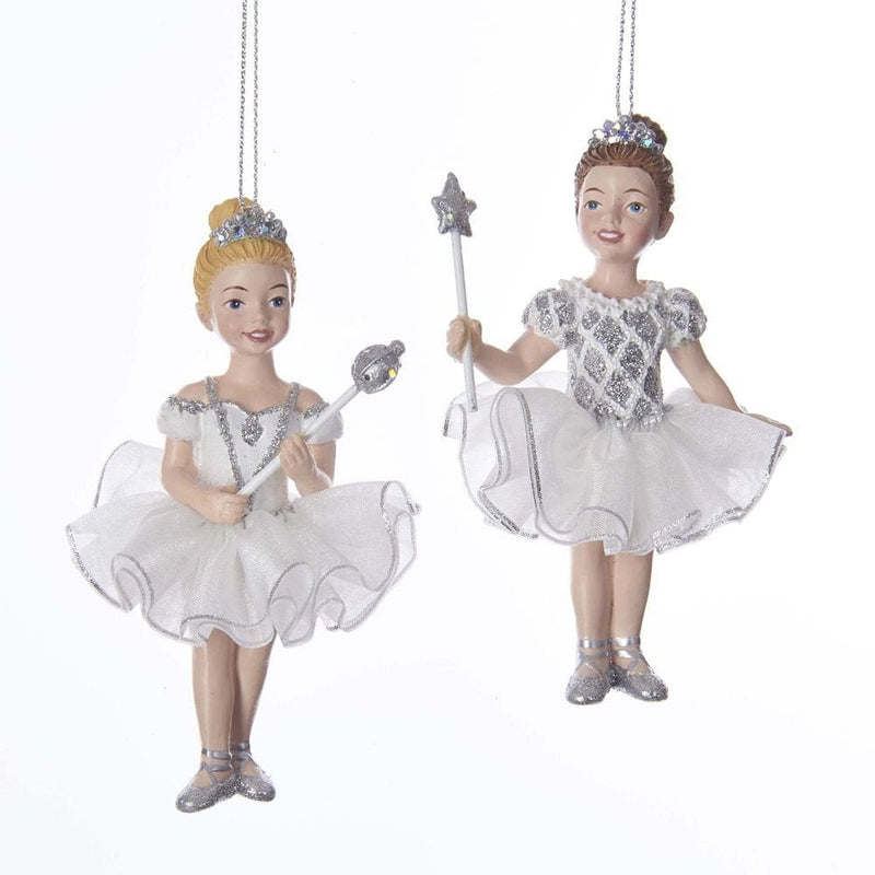 White and Silver Ballet Princess Ornaments -  Brunette - The Country Christmas Loft