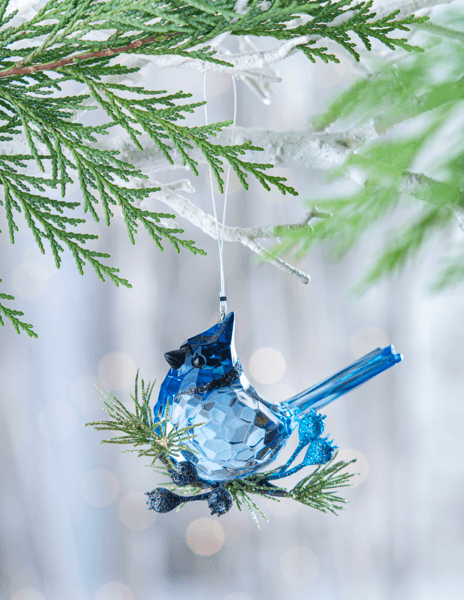 Krystal Blue Jay Ornament - Shelburne Country Store