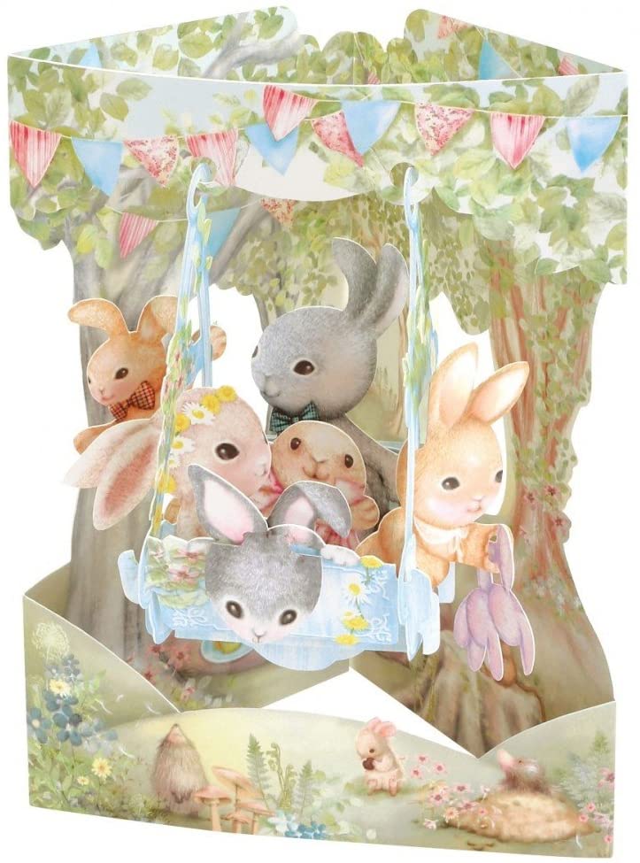 Rabbits on a Swing Boat Swing Card - Shelburne Country Store