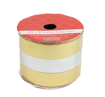 10 Foot Premium Ribbon 3 Piece Set - Gold/Silver/Gold - Shelburne Country Store