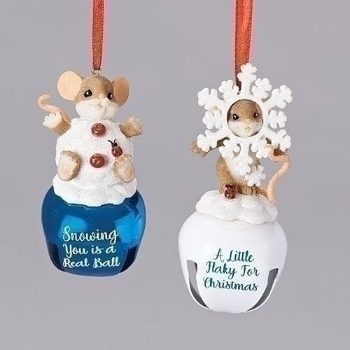 Charming Tails on a Bell Ornament -  White Bell - Shelburne Country Store
