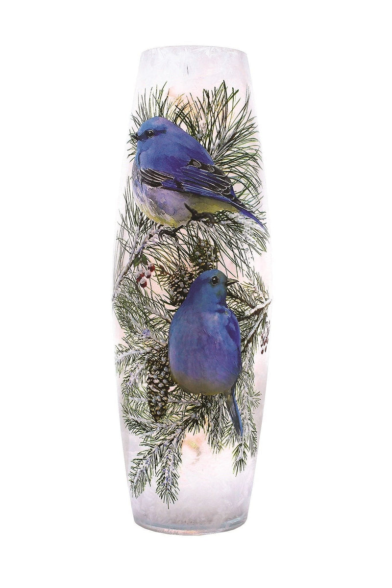 Winter Bluebird Lighted Vase - 4x4x11.75 - Shelburne Country Store