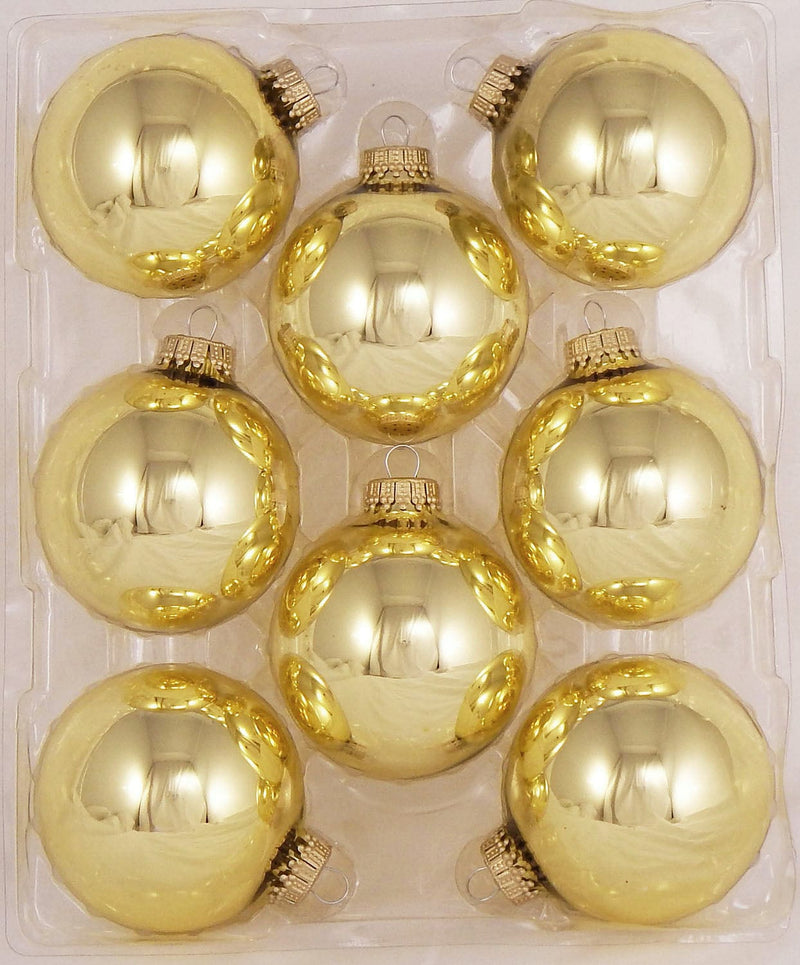 Christmas By Krebs 2 5/8 Glass Balls - Gold Caps - Aztec Gold 8 Pack - Shelburne Country Store